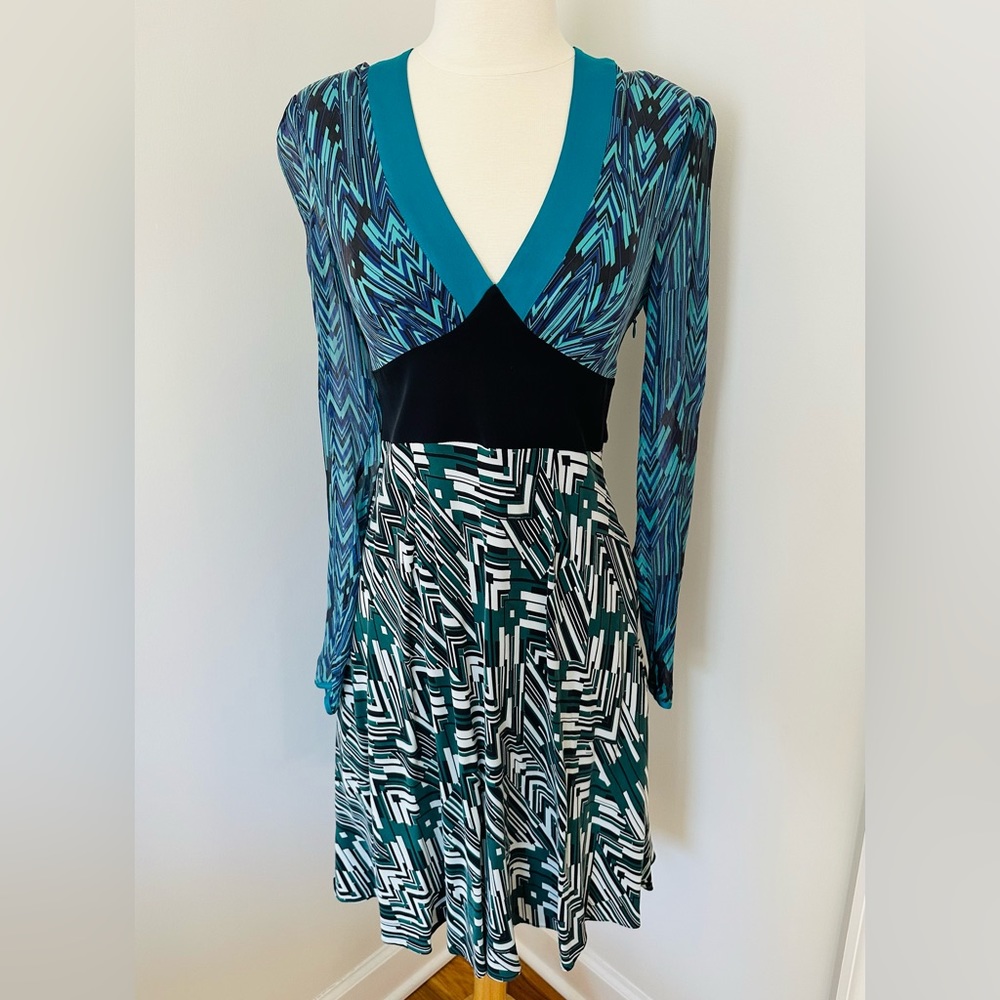 Catherine Malandrino Multicolored Silk Patterned Dress